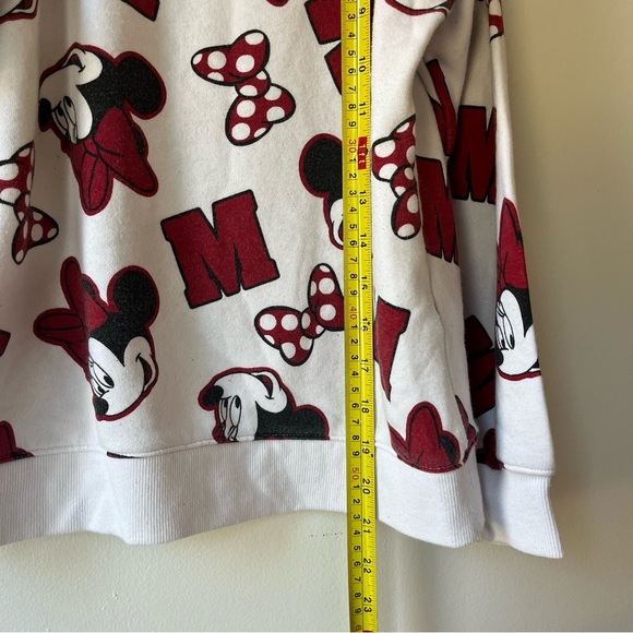 Disney Minnie Mouse Sweatshirt Girls 7/8 White Red Bow All Over Print Joe Fresh - Picture 9 of 9